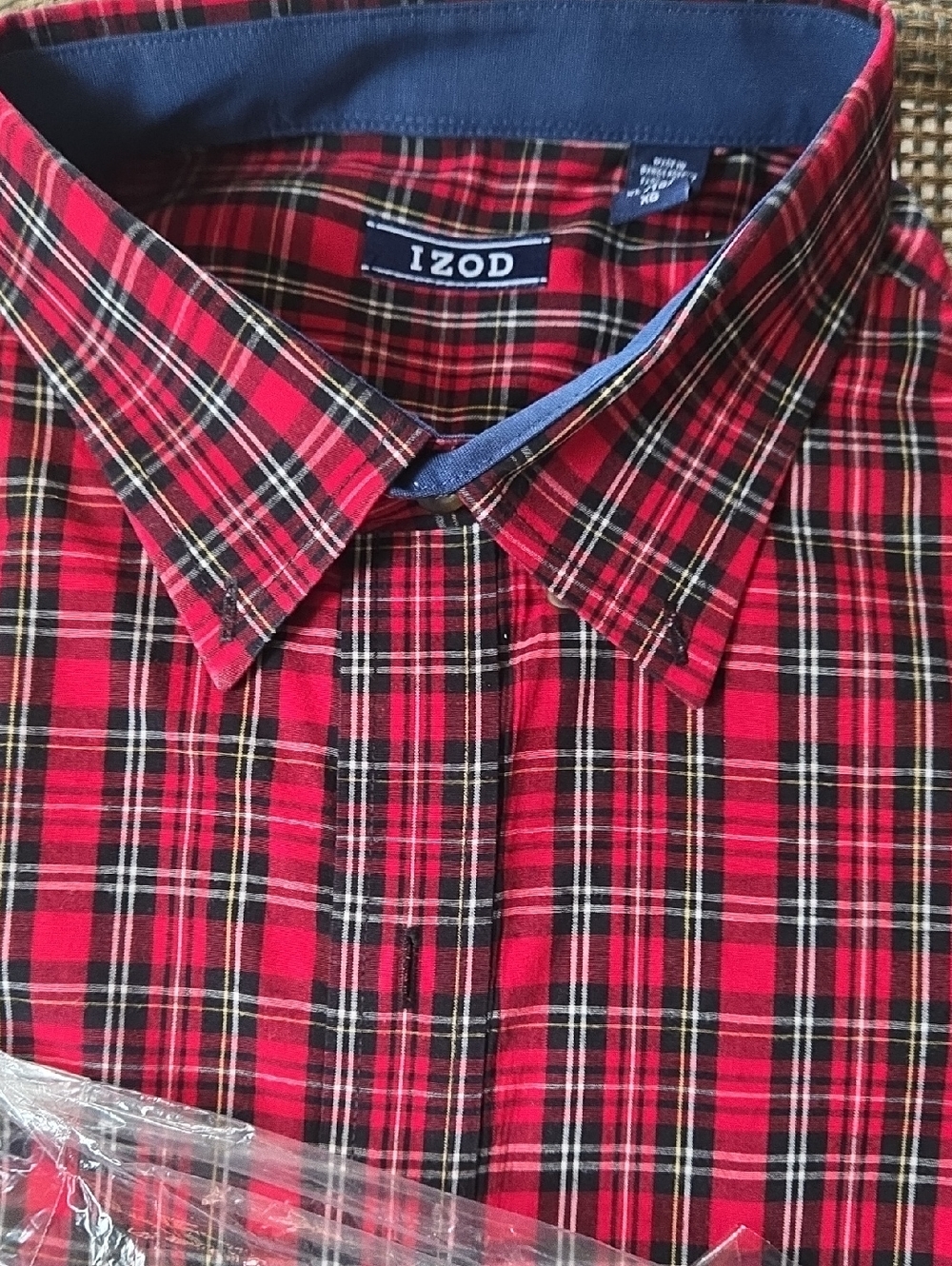 Izod Red and Black Plaid Button-Down Shirt
